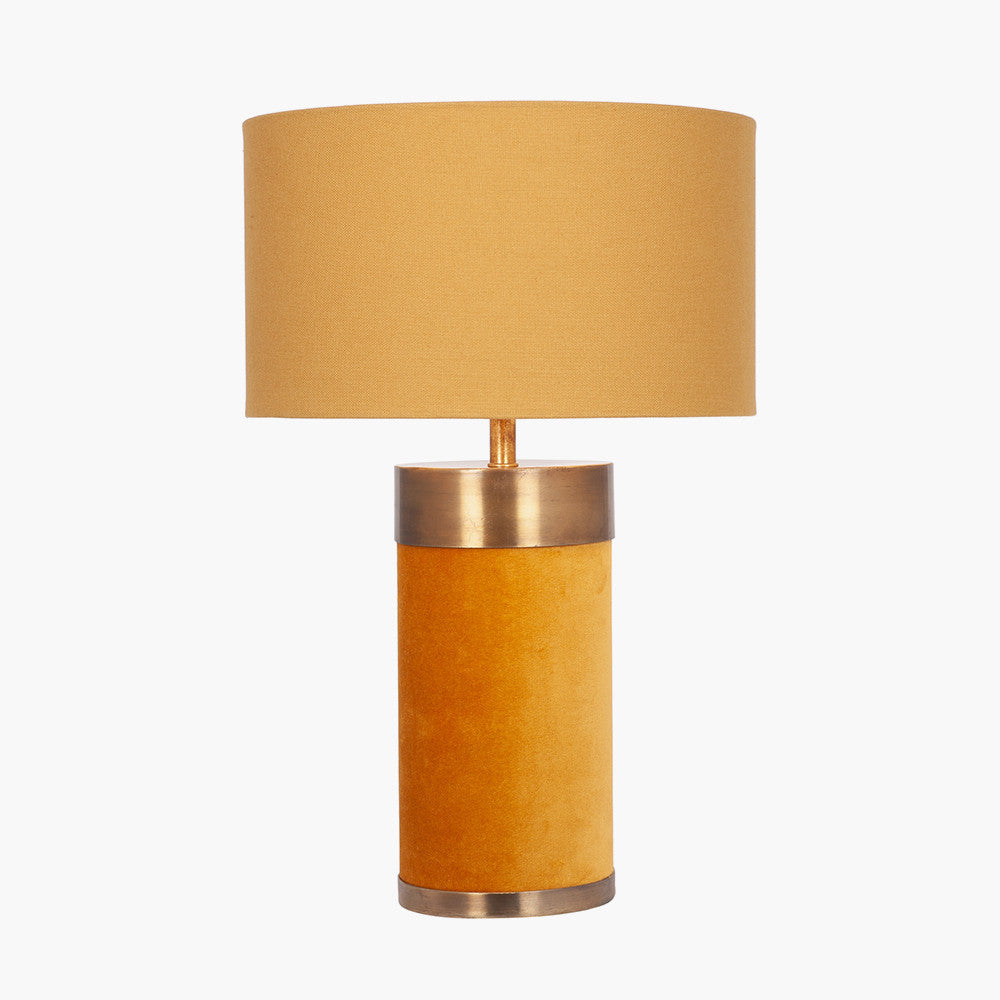 Dempsey Mustard Velvet and Antique Gold Metal Table Lamp - Base Only