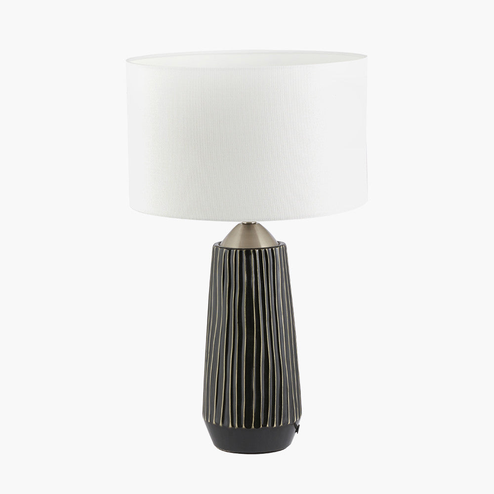 Artemis Grey Textured Ceramic & Brushed Silver Tall Table Lamp