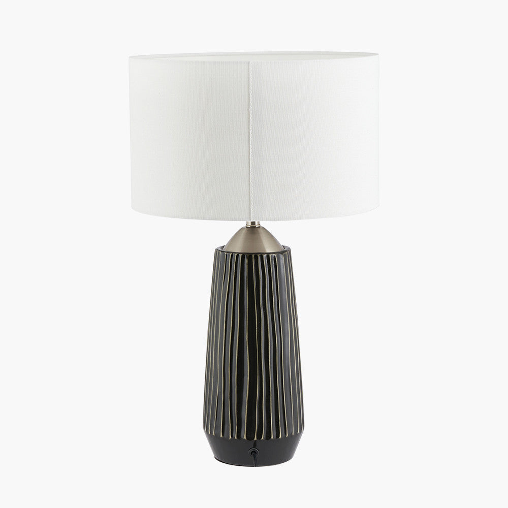 Artemis Grey Textured Ceramic & Brushed Silver Tall Table Lamp