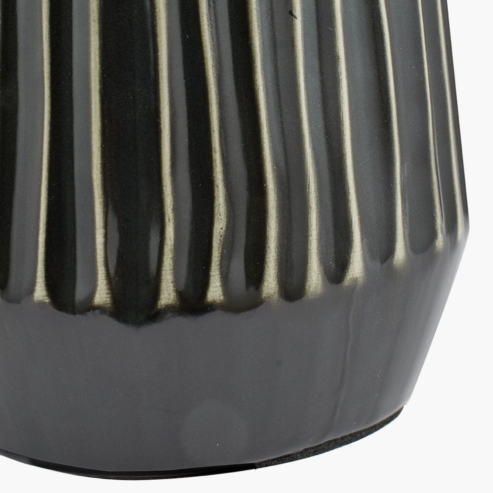 Artemis Grey Textured Ceramic & Brushed Silver Tall Table Lamp