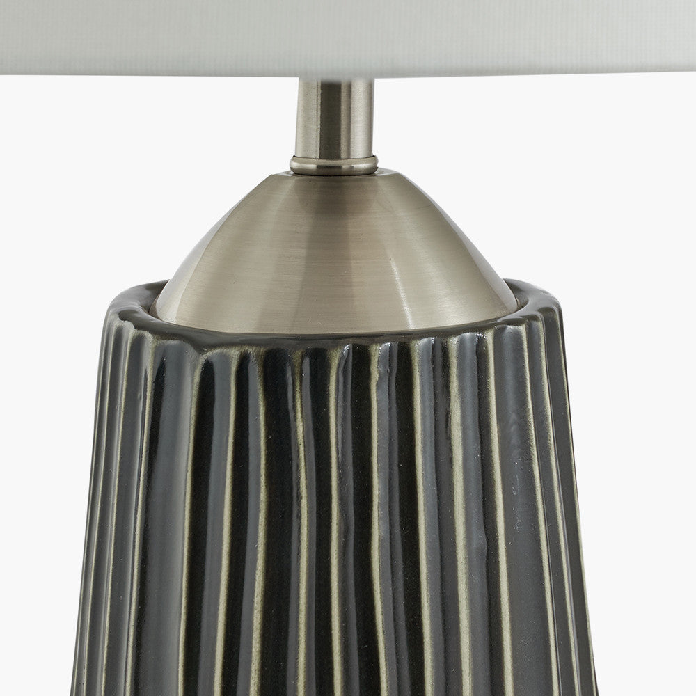 Artemis Grey Textured Ceramic & Brushed Silver Tall Table Lamp