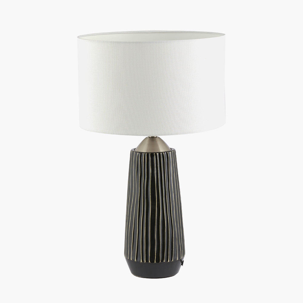 Artemis Grey Textured Ceramic & Brushed Silver Tall Table Lamp