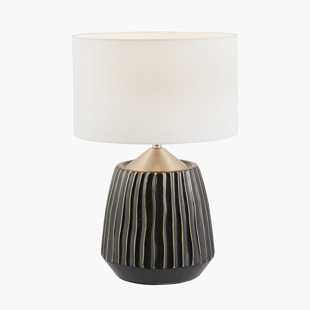Artemis Grey Textured Ceramic & Brushed Silver Table Lamp