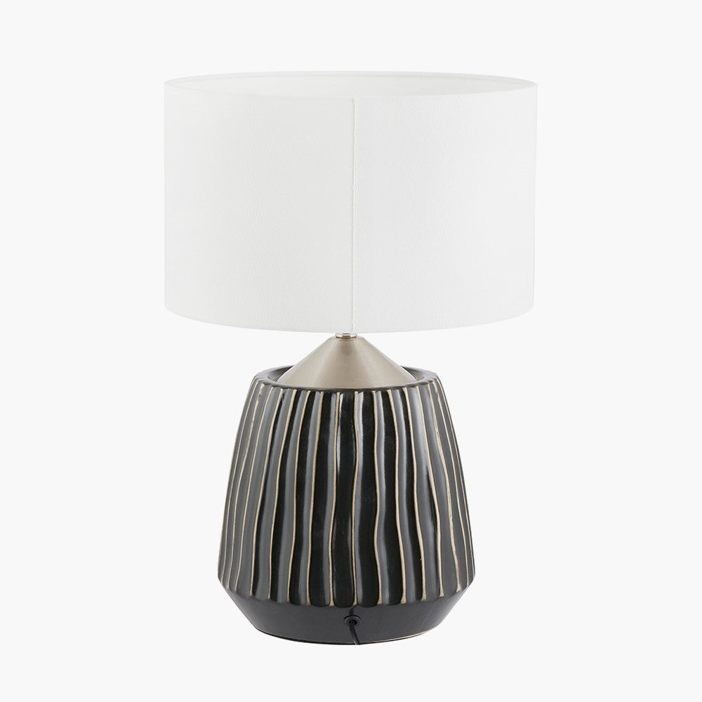 Artemis Grey Textured Ceramic & Brushed Silver Table Lamp