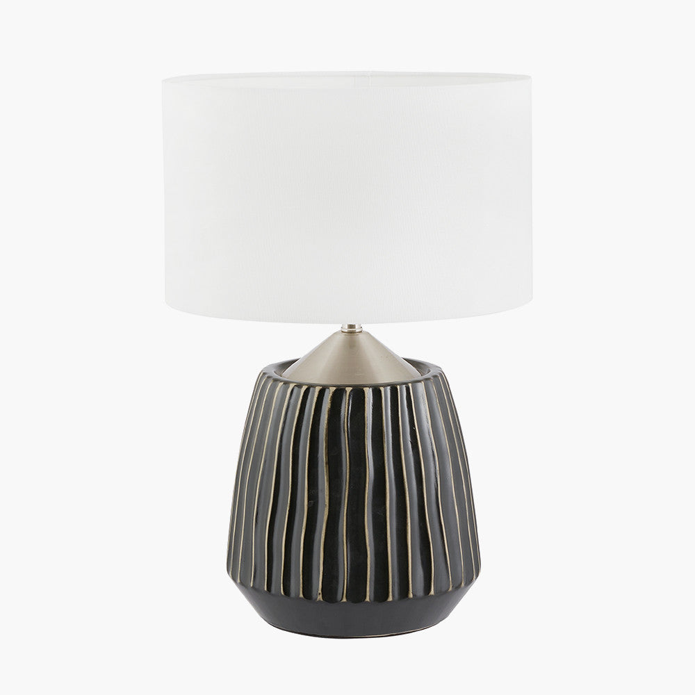 Artemis Grey Textured Ceramic & Brushed Silver Table Lamp