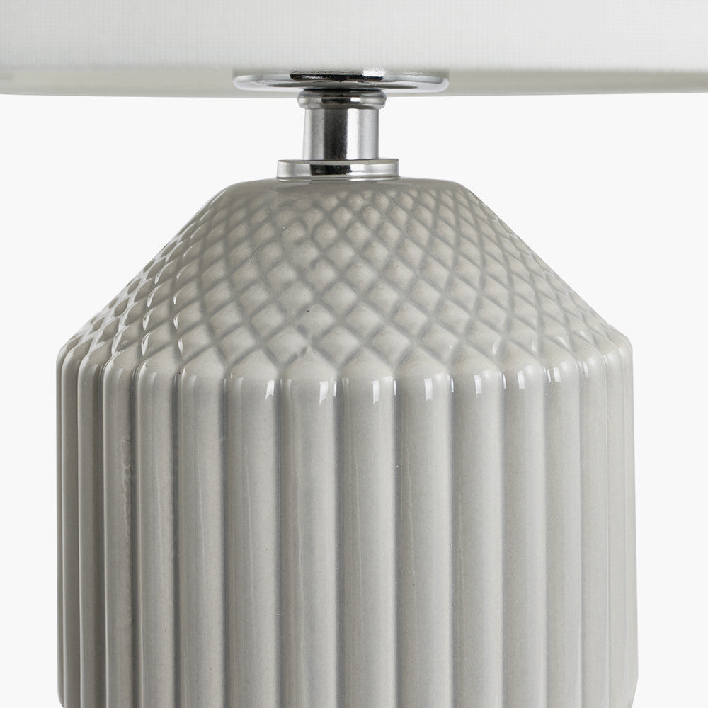 Meribel Grey Geo Textured Tall Ceramic Table Lamp