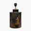 Landscape Black Hand Painted Metal Table Lamp Base with Bow 35cm Forest Green Velvet Cylinder Lampshade