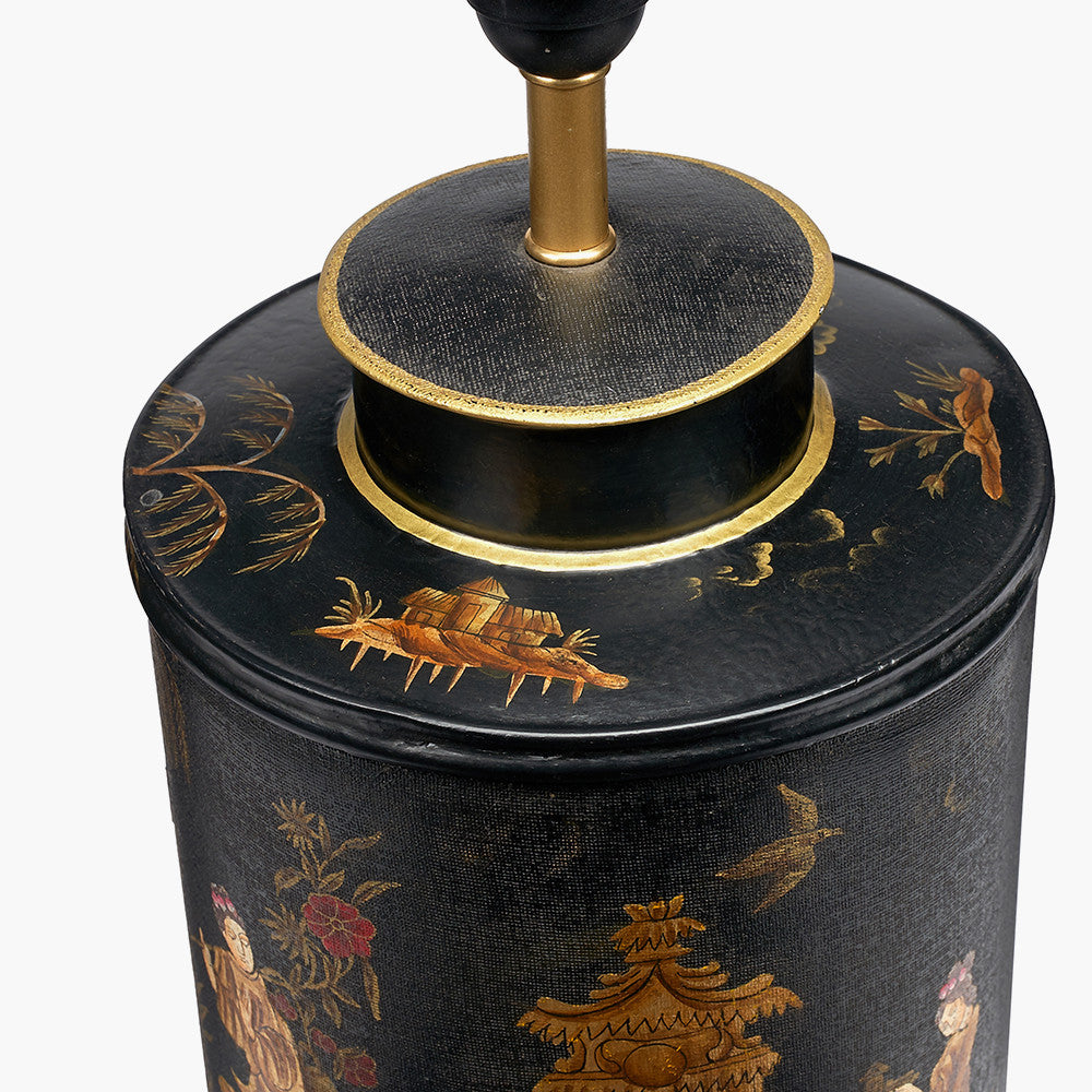 Landscape Black Hand Painted Metal Table Lamp