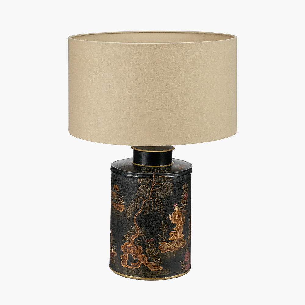 Landscape Black Hand Painted Metal Table Lamp