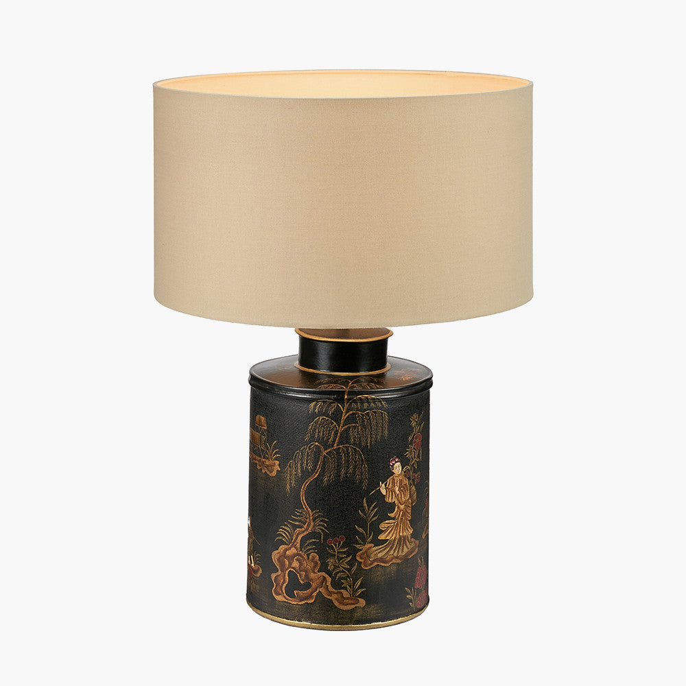 Landscape Black Hand Painted Metal Table Lamp