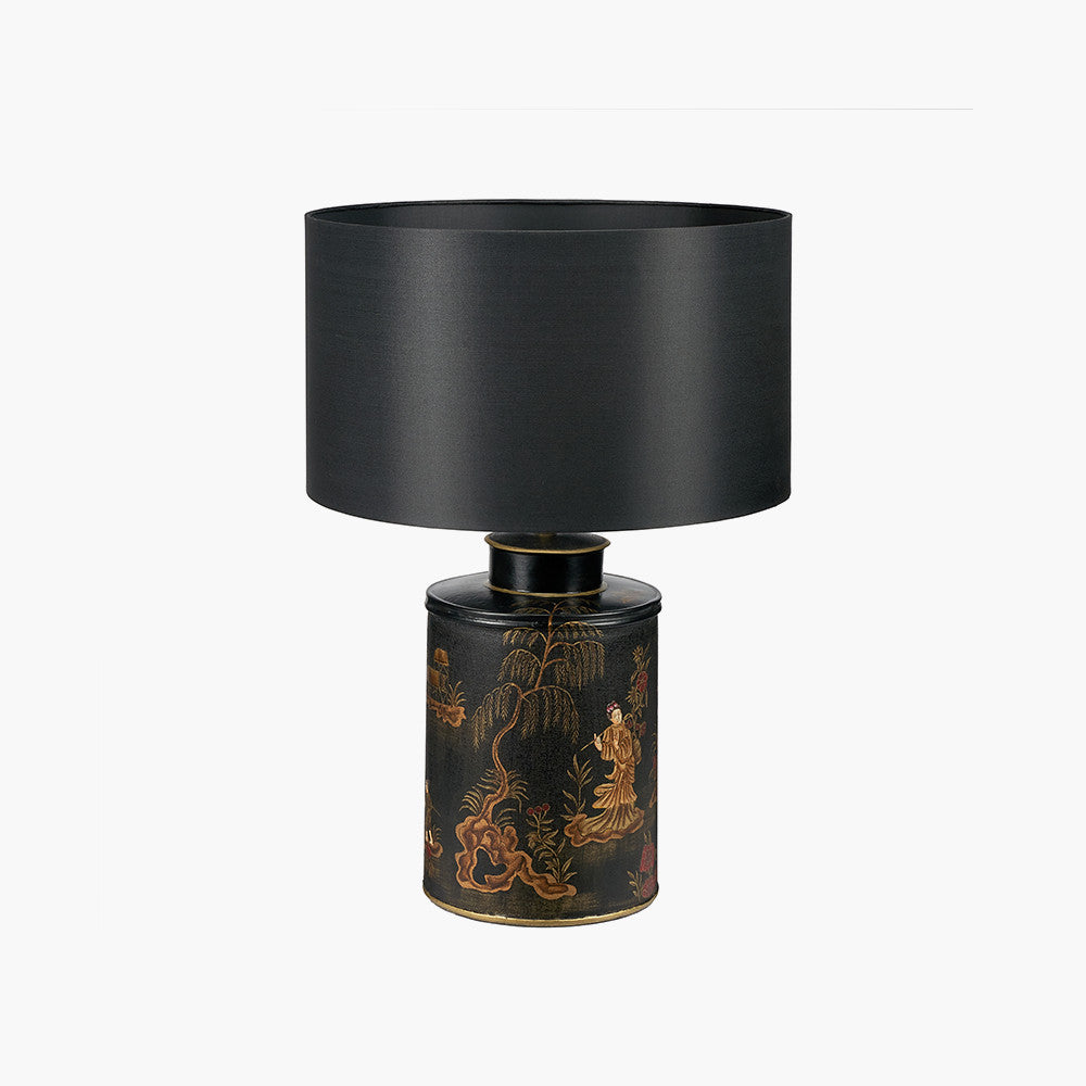 Landscape Black Hand Painted Metal Table Lamp