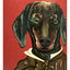 Dachshund Red Hand Painted Metal Table Lamp Base with Zara 40cm Black Silk Cylinder Lampshade
