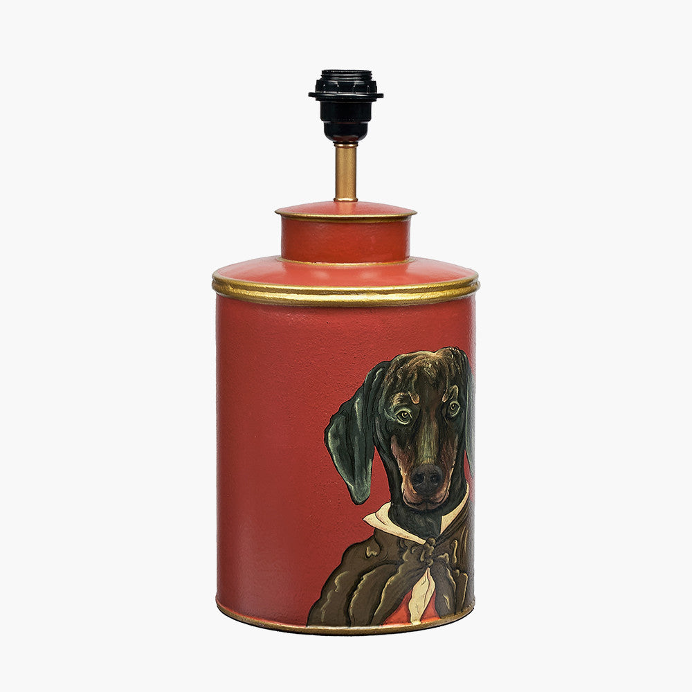 Dachshund Red Hand Painted Metal Table Lamp
