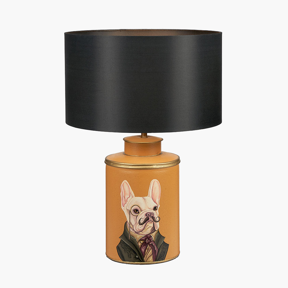 Boston Terrier Mustard Hand Painted Metal Table Lamp