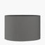 Orla Shiny Silver Metal Statement Circle Table Lamp Base with Mia 35cm Steel Grey Oval Cotton Mix Lampshade