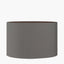 Orla Shiny Silver Metal Statement Circle Table Lamp Base with Mia 35cm Steel Grey Oval Cotton Mix Lampshade