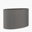Orla Shiny Silver Metal Statement Circle Table Lamp Base with Mia 35cm Steel Grey Oval Cotton Mix Lampshade