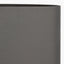Orla Shiny Silver Metal Statement Circle Table Lamp Base with Mia 35cm Steel Grey Oval Cotton Mix Lampshade