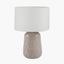 Coco Grey Gloss Arch Design Stoneware Table Lamp Base with Lino 35cm White Self Lined Linen Cylinder Lampshade