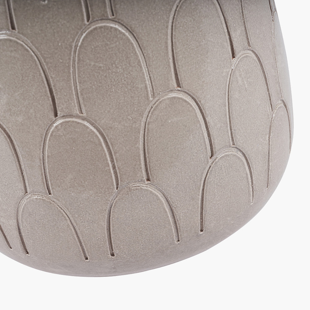 Coco Grey Gloss Arch Design Stoneware Table Lamp Base with Lino 35cm White Self Lined Linen Cylinder Lampshade