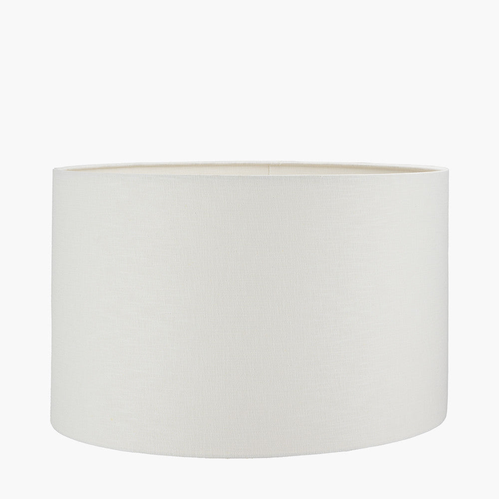 Alina White Dot Design Small Stoneware Table Lamp Base with Lino 25cm White Self Lined Linen Drum Lampshade