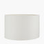 Alina White Dot Design Small Stoneware Table Lamp Base with Lino 25cm White Self Lined Linen Drum Lampshade
