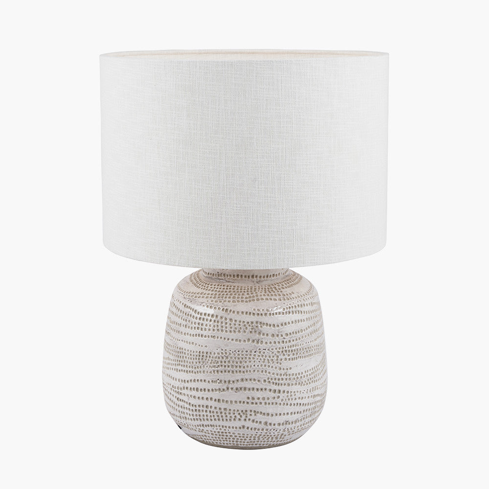 Alina White Dot Design Small Stoneware Table Lamp