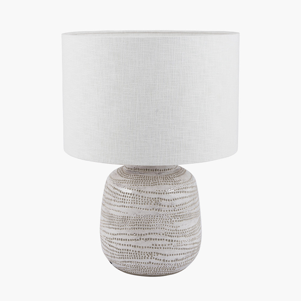 Alina White Dot Design Small Stoneware Table Lamp
