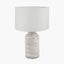 Alina White Dot Design Stoneware Table Lamp Base with Lino 30cm White Self Lined Linen Cylinder Lampshade