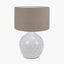 Willow White Leaf Detail Stoneware Table Lamp Base with Edward 40cm Natural Linen Cylinder Lampshade
