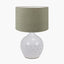 Willow White Leaf Detail Stoneware Table Lamp Base with Edward 40cm Pistachio Green Linen Cylinder Lampshade