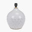 Willow White Leaf Detail Stoneware Table Lamp Base with Lys 40cm Steel Grey Self Lined Linen Tapered Lampshade