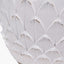 Willow White Leaf Detail Stoneware Table Lamp Base with Lys 40cm Steel Grey Self Lined Linen Tapered Lampshade
