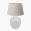 Willow White Leaf Detail Stoneware Table Lamp Base with Coast 40cm Cream Calico Tapered Lampshade