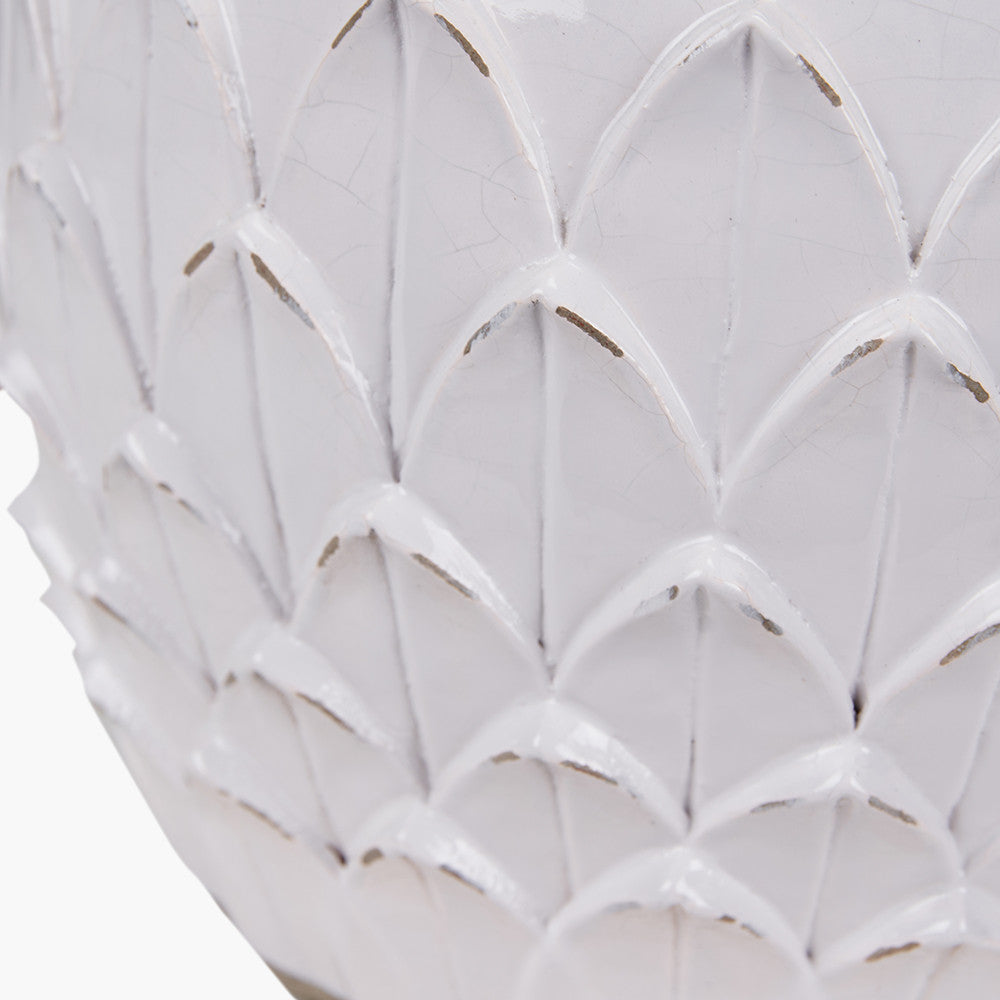 Willow White Leaf Detail Stoneware Table Lamp Base with Coast 40cm Cream Calico Tapered Lampshade