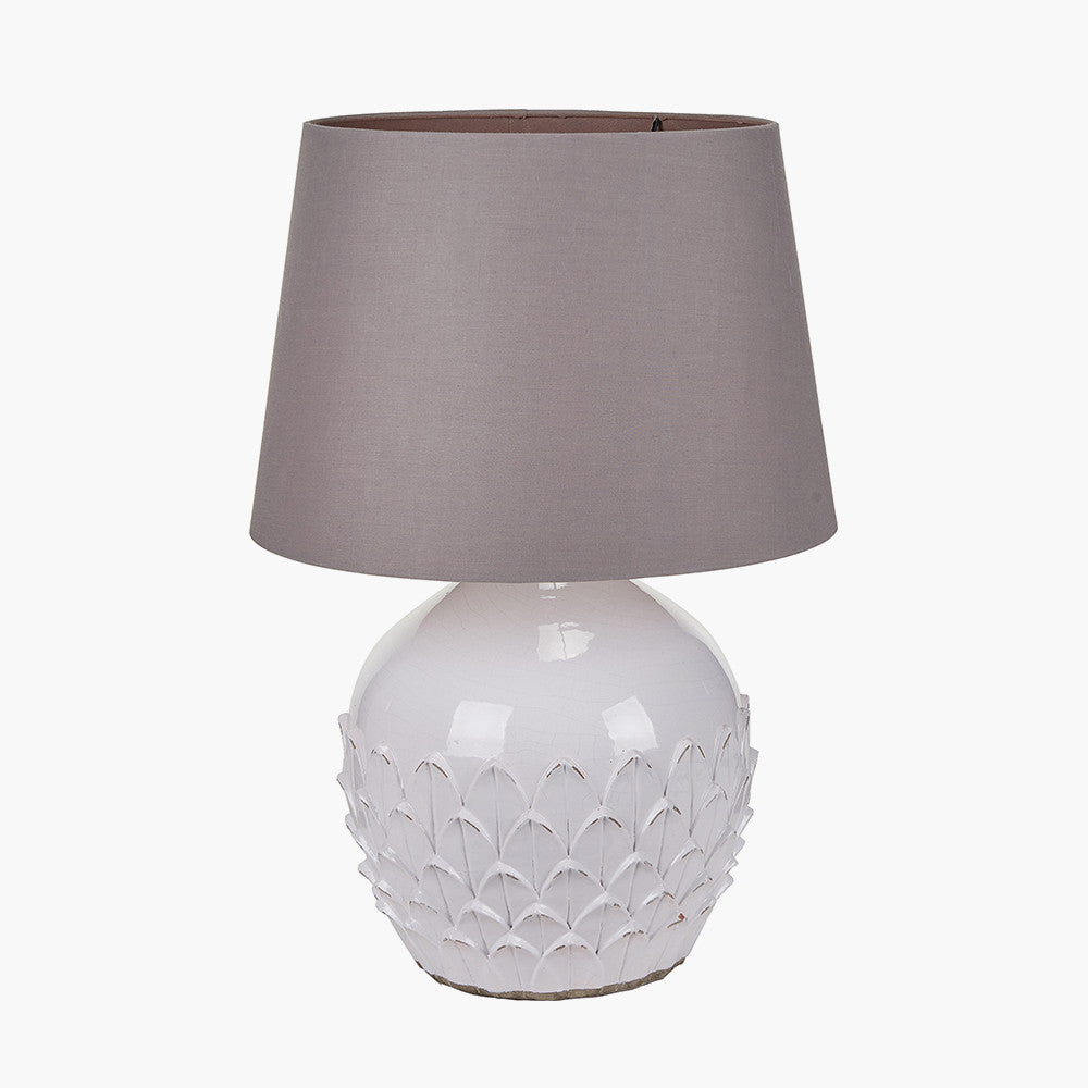 Willow White Leaf Detail Stoneware Table Lamp - Base Only