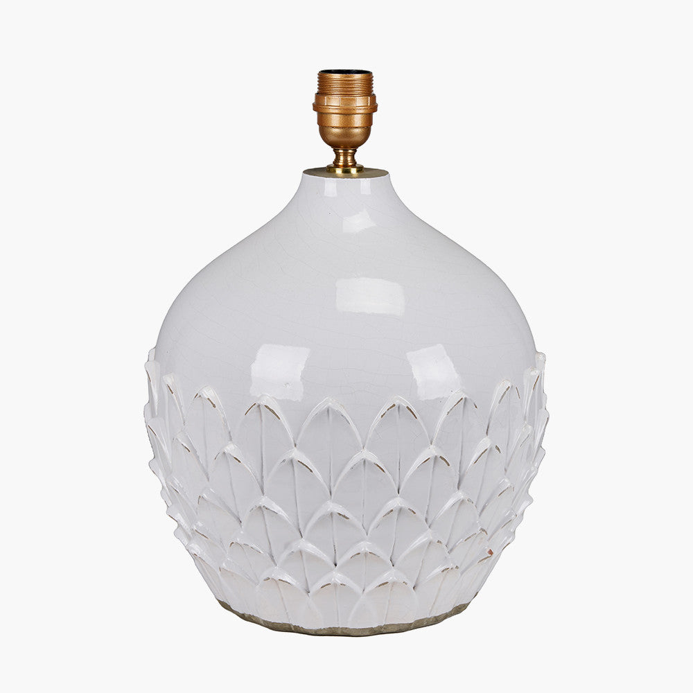 Willow White Leaf Detail Stoneware Table Lamp - Base Only