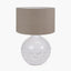 Willow White Leaf Detail Small Stoneware Table Lamp Base with Edward 30cm Natural Linen Cylinder Lampshade