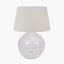 Willow White Leaf Detail Small Stoneware Table Lamp Base with Coast 25cm Cream Calico Tapered Lampshade
