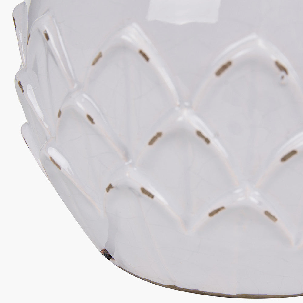 Willow White Leaf Detail Smal Stoneware Table Lamp - Base Only