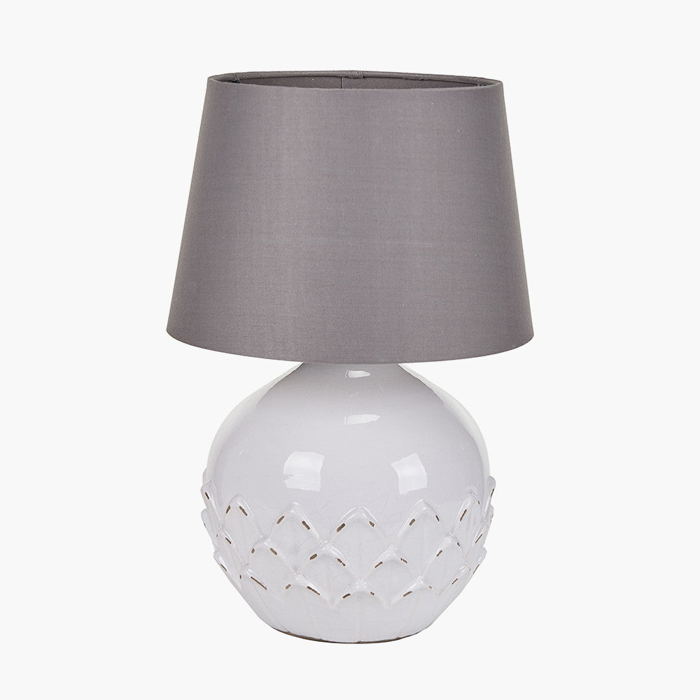 Willow White Leaf Detail Smal Stoneware Table Lamp - Base Only