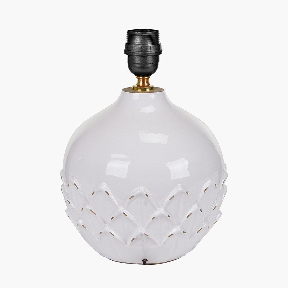Willow White Leaf Detail Smal Stoneware Table Lamp - Base Only