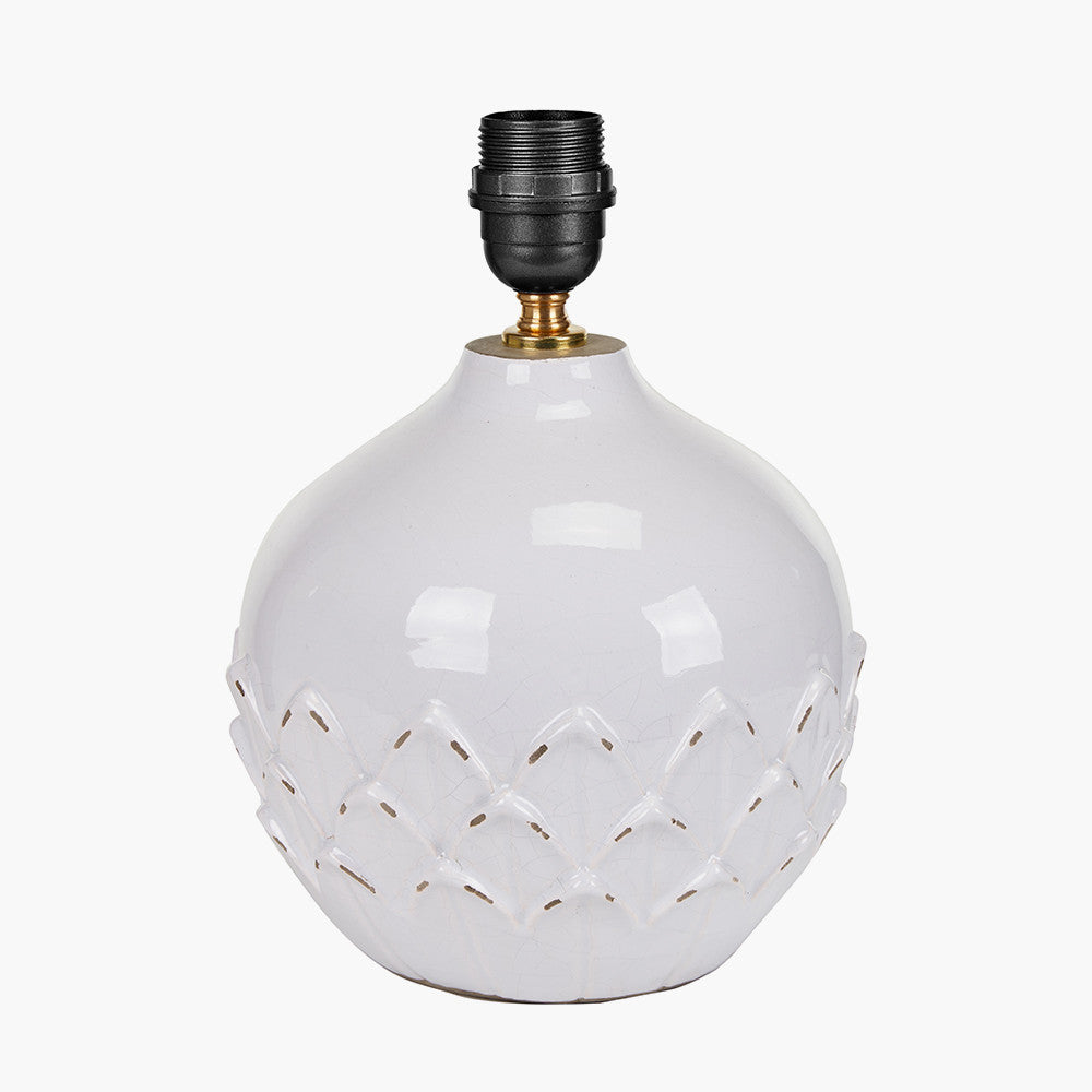 Willow White Leaf Detail Smal Stoneware Table Lamp - Base Only
