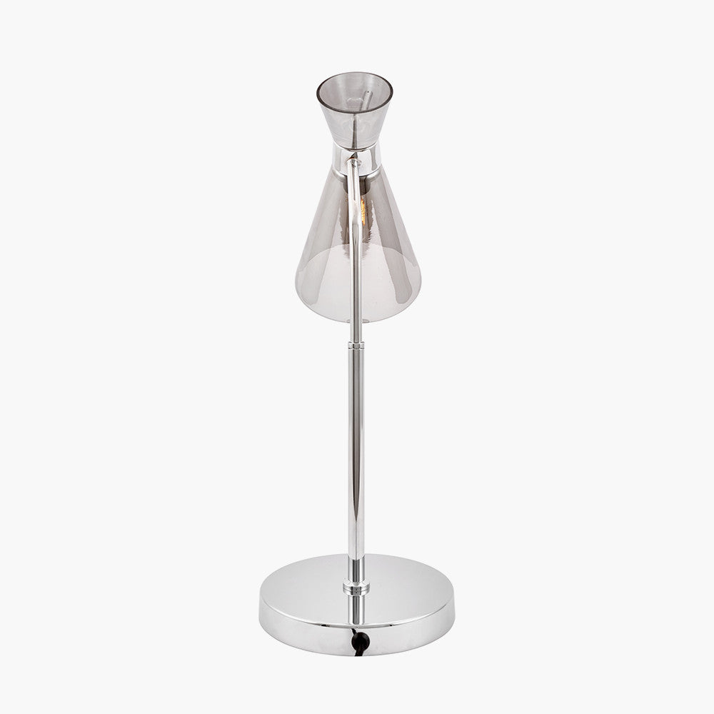 Monroe Smoke Glass and Silver Metal Waisted Table Lamp