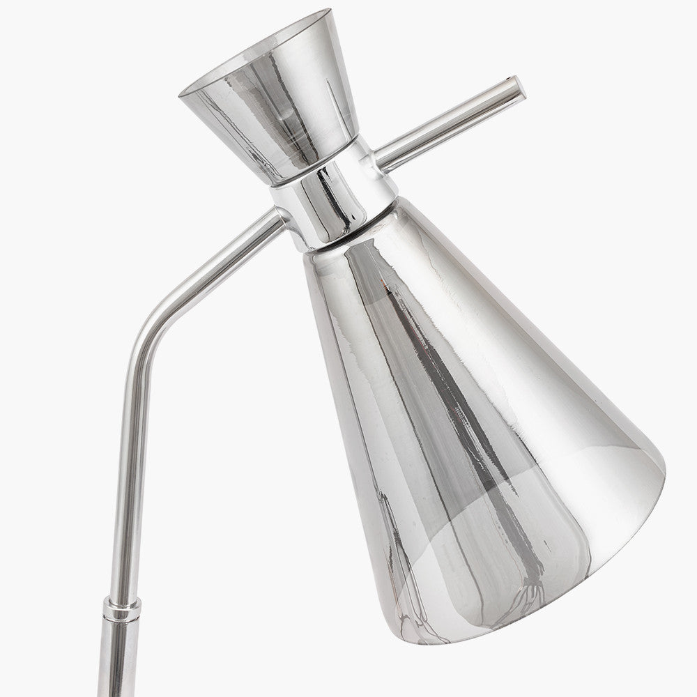 Monroe Smoke Glass and Silver Metal Waisted Table Lamp