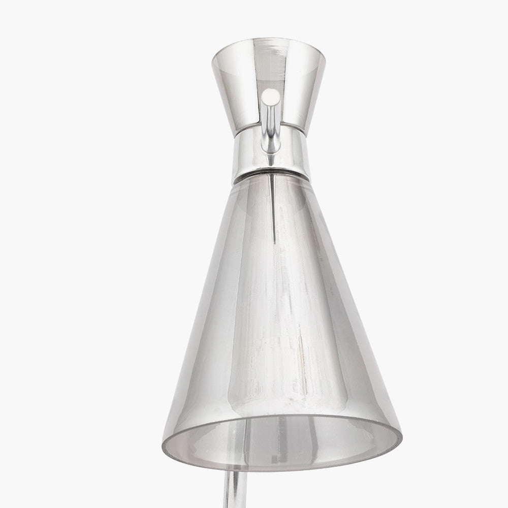 Monroe Smoke Glass and Silver Metal Waisted Table Lamp