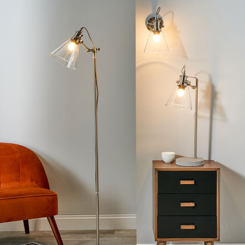Chaplin Concrete, Chrome and Glass Table Lamp