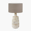Dambula White Wash Wood Textured Tall Neck Table Lamp Base with Edward 40cm Natural Linen Cylinder Lampshade