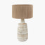 Dambula White Wash Wood Textured Tall Neck Table Lamp Base with Issa Natural Rope 40cm Cylinder Lampshade