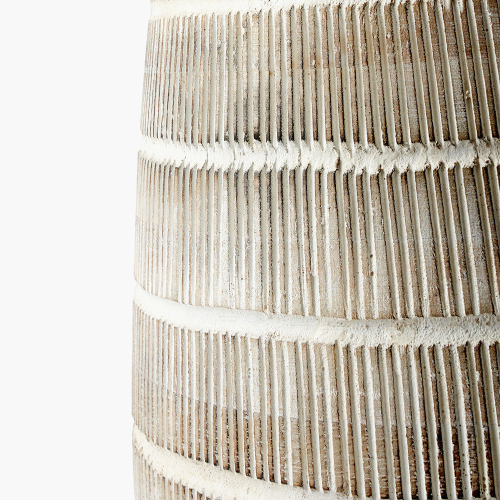 Dambula White Wash Wood Textured Tall Neck Table Lamp Base with Issa Natural Rope 40cm Cylinder Lampshade